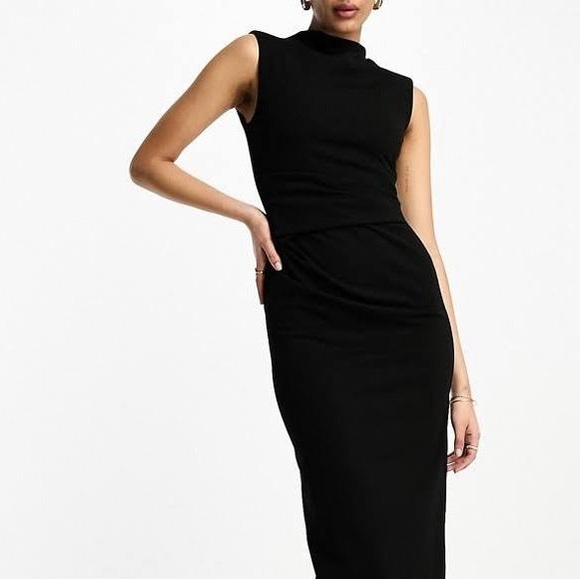 mock neck little black dress sleeveless sheath high collar cheongsam style 8 - Picture 8 of 9